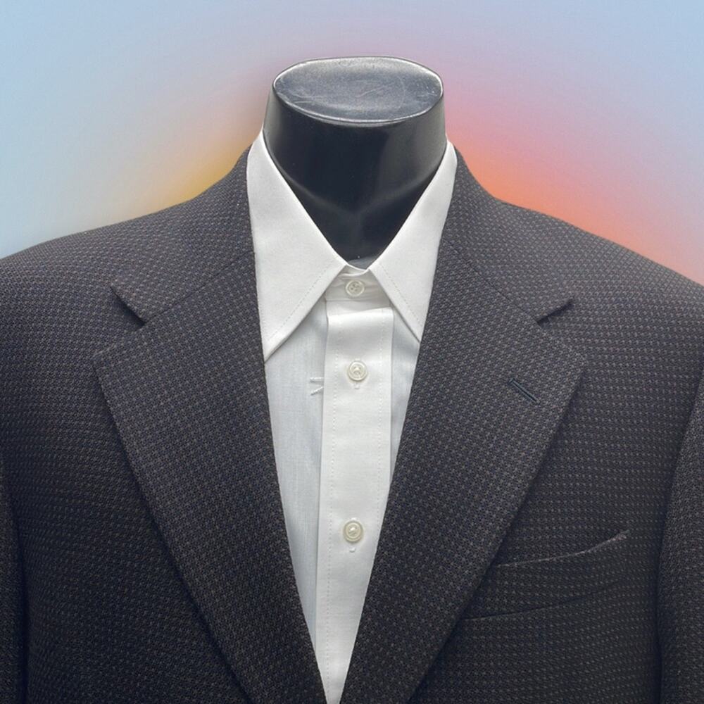 MATEO MAKS Men’s 40R Black / Brown Wool Sport Coat
